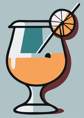 Cocktail Illustration with Lemon Slice