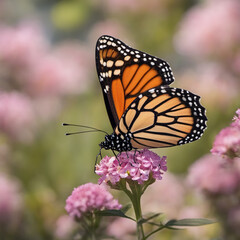 Nature's Rest: Monarch Butterfly Perched Gracefully on a Beautiful Wildflower