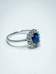 Gemstone jewelry display on white background