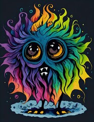 Obraz premium cute little monster cartoon art style