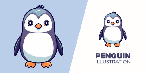 Penguin standing cartoon icon illustration vector: Flat cartoon style perfect for poster, card, decoration, print