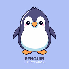 Penguin standing cartoon icon illustration vector: Flat cartoon style perfect for card, print, poster, decoration