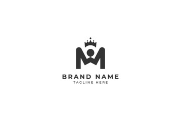 M Logo design And nagative space O with crowen icon and man icon clothing brand logo