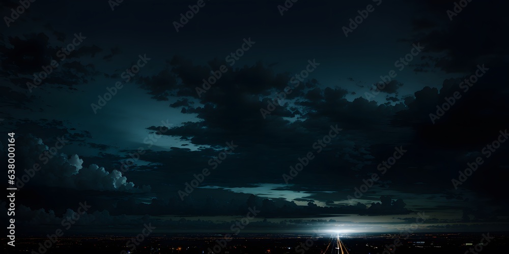 Wall mural time clouds over the river. black, blue night sky with clouds. dark teal skies background with copy 