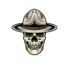 Skull Head Wirh Coboy Hat Logo Design Vector