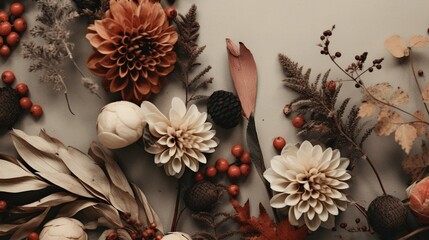 Generative AI, Autumn home decoration close up, muted colors, holiday photorealistic aesthetic background