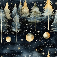 Watercolor Christmas Trees Digital Paper, Seamless Christmas Pattern, Seamless Watercolor Holiday Texture, Digital Art