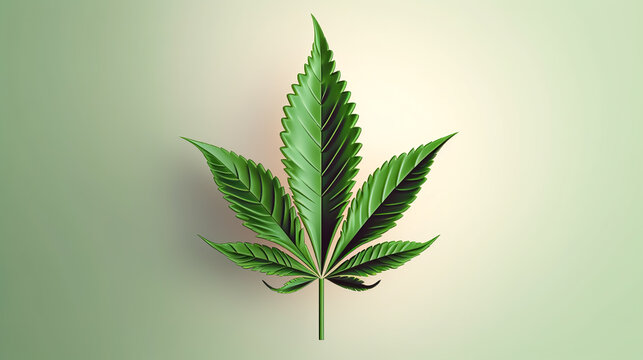 Green realistic cannabis leaf isolated on a white background, generative AI.