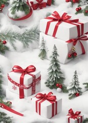 Obraz na płótnie Canvas Festive Delights: Christmas Tree and Gift Celebration
