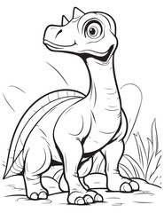 Fototapeta premium dinosaur in jungle coloring pages and books for boys, printable