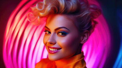 Fototapeta premium Surreal Elegance: Retro Radiance in Neon