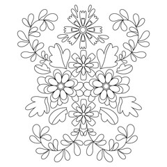 Mexican embroidery pattern in outline coloring page
