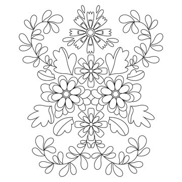 Mexican embroidery pattern in outline coloring page