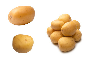 A group of fresh tasty potato isolated on white background.