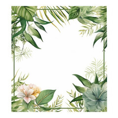 wedding invitation card set template design with watercolor greenery leaf and branch