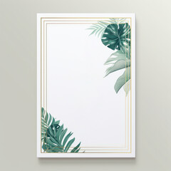 wedding invitation card set template design with watercolor greenery leaf and branch