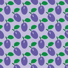 Seamless vector natural pattern with plums