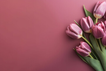Tulip Dreamscape: Vibrant Blooms on Pink Canvas