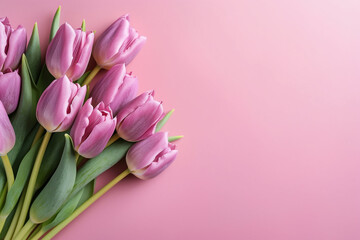 Tulip Mosaic: Artful Arrangement on Pretty Pink