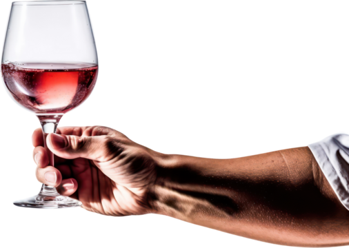 Hand holding glass of red wine ,wineglass, alcohol, winery, PNG, Transparent, isolate. - Powered by Adobe