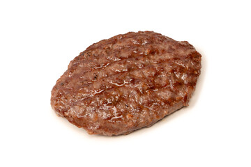 Cutlet with a minced beef isolated on a white background.