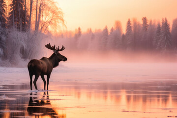 Moose Amidst Frozen Serenity