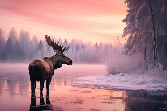 Majestic Moose in a Frozen Wonderland