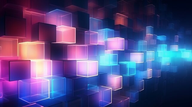 Fototapeta Bright wall with abstract architectural cubes on a dark background