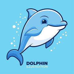 Vibrant Dolphin Cartoon Vector: Cute Icon Perfect for Posters, Cards, Decoration & Print