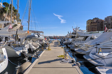 Pier with yachts in port de Fontvieille in Monaco