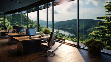 Fototapeta premium A professional office with a view of nature