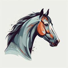 Illustration of a horse on a white background. Generative AI.