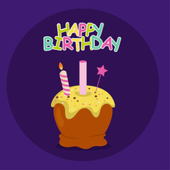 Happy Birthday Illustration Apple Caramel