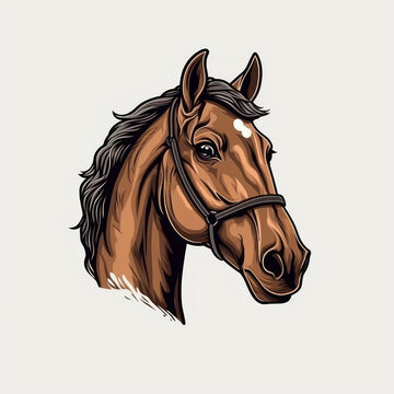Illustration of a horse on a white background. Generative AI.
