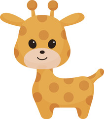cute giraffe illustration, adorable, baby giraffe, for kids, animal icon, flat cartoon style