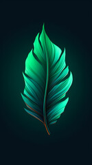 Green monstera leaf on black background isolated, generative AI.