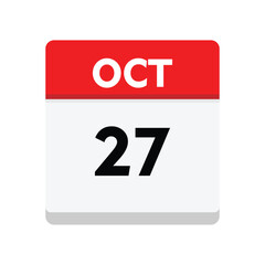 calender icon, 27 october icon with white background	