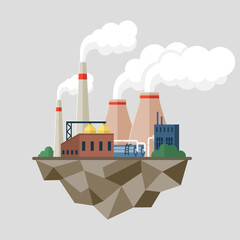 Obraz premium Toxic smoke from industrial factories floating in air. Causing pollution, destroying environment and health of population of large cities, global emission from factory chimney with carbon dioxide