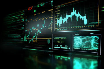 generative AI, background stock market chart, financial graph on technology abstract background represent financial crisis