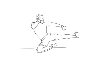 A boxer attacks an opponent. UFC one-line drawing