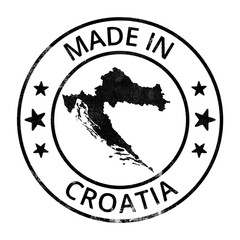 Made in Croatia grunge rubber stamp with country map isolated on transparent background
