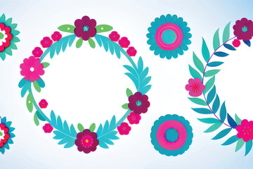 Fototapeta na wymiar The Enchanting Floral Wreath Flower Icon Set – A Dazzling Collection of Nature's Finest Bouquets, Blossoms, and Blooms Crafted as Exquisite Icons in Vector Symbol Logo Design
