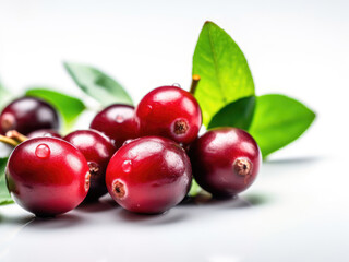 Obraz premium Cranberries with green leaf