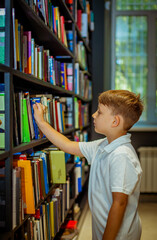 boy in library