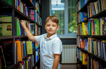boy in library