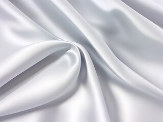 Smooth elegant silk fabric or satin luxury cloth texture white background, 3d white grey silver fabric silk panorama background