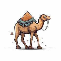 illustration of a drawing of a dromedary Camel. Generative AI.