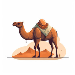 illustration of a drawing of a dromedary Camel. Generative AI.
