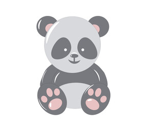 Vector illustration of cartoon panda in gray color