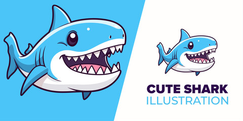 Cute Shark Fish Cartoon: Unveiling the Charm of Animal Nature Icon in Isolated Flat Cartoon Vector